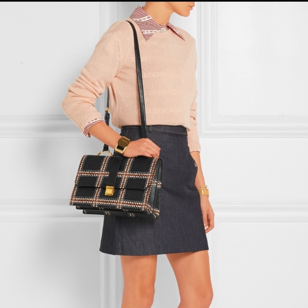 New Authentic Miu Miu Madras Texture Leather Bag